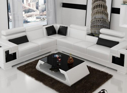 Corner sofa leather + coffee table corner sofa couch upholstery set living landscape corner